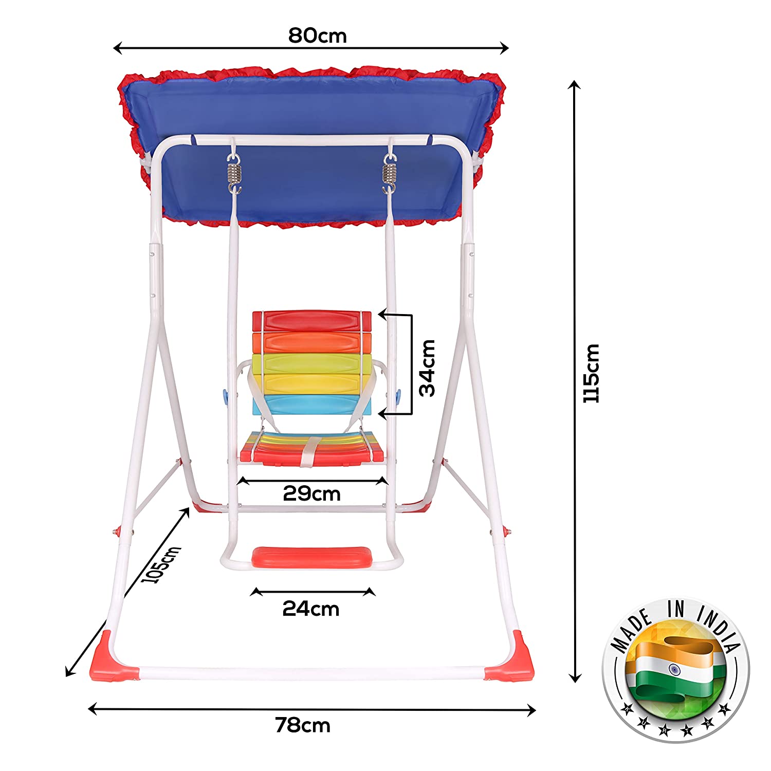 Kids Swing with Canopy Roof for Children Babies Indoor Outdoor 78x105x115cm