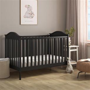 Wooden Baby Cot Black with mattress